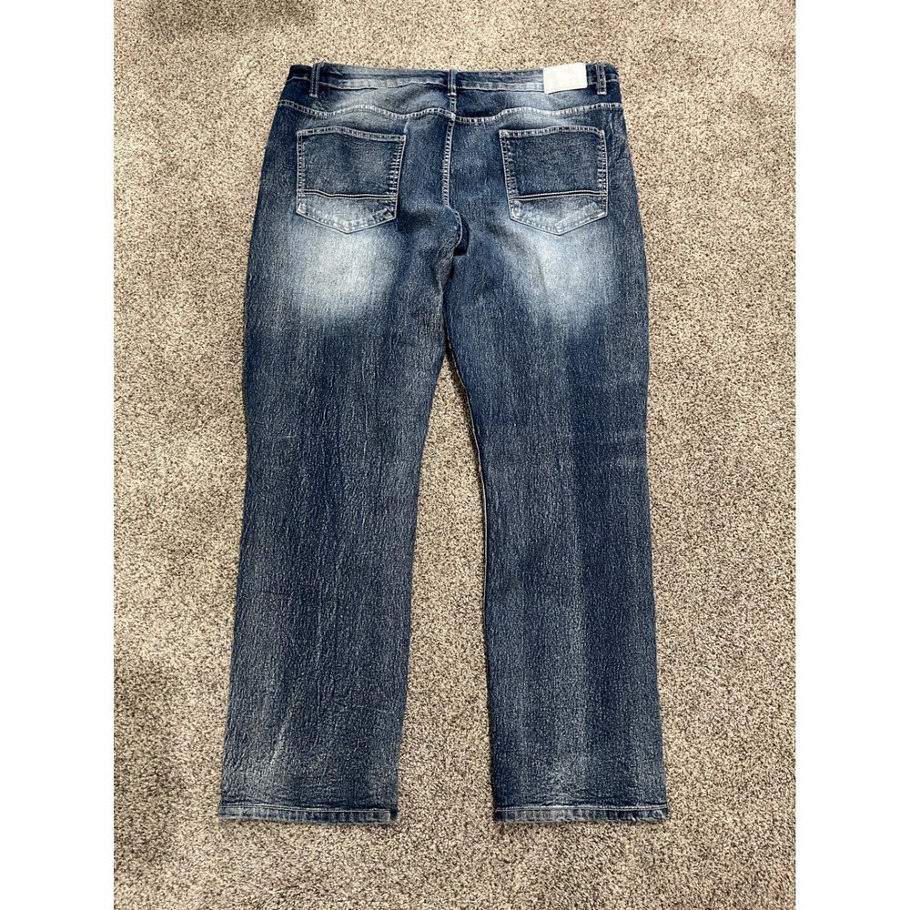 Southpole Mens Moto Denim Jeans Blue Acid Wash Distressed Stretch Size 44 - Picture 2 of 8
